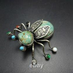 Herbert Ration NAVAJO Sterling Silver TURQUOISE BUG INSECT Gemstone PIN/BROOCH