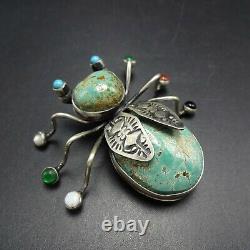 Herbert Ration NAVAJO Sterling Silver TURQUOISE BUG INSECT Gemstone PIN/BROOCH