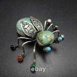 Herbert Ration NAVAJO Sterling Silver TURQUOISE BUG INSECT Gemstone PIN/BROOCH