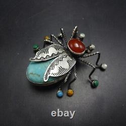 Herbert Ration NAVAJO Sterling Silver TURQUOISE Bug INSECT Gemstone Pin/Brooch
