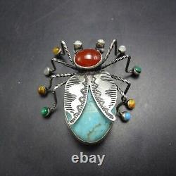 Herbert Ration NAVAJO Sterling Silver TURQUOISE Bug INSECT Gemstone Pin/Brooch