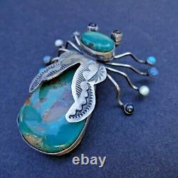 Herbert Ration NAVAJO Sterling Silver TURQUOISE INSECT Bug PIN/BROOCH