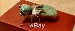 Herbert Ration Turquoise & Sterling Bug Pin Native American