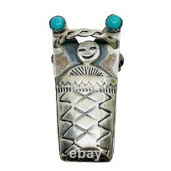 Herbert Tsosie Navajo Sterling Silver Turquoise Southwest Baby Papoose Pin