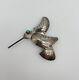 Herbert Tsosie Sterling Silver Turquoise Hummingbird Pin Vintage Native American