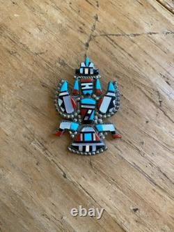 Herbert and Esther Cellicion Zuni Large Knifewing Inlay Brooch Pendant