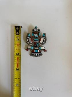 Herbert and Esther Cellicion Zuni Large Knifewing Inlay Brooch Pendant