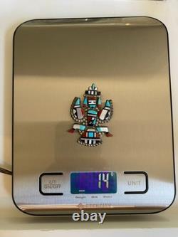 Herbert and Esther Cellicion Zuni Large Knifewing Inlay Brooch Pendant