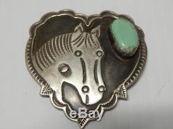 Hi Qlty Navajo Sterling Silver Turquoise Horse Pin Albert Cleveland Xlnt Gift