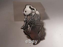 Hopi Ernie Northrup Ejn Silver Overlay Kachina Katsina Pin Brooch, Sgnd, Vintage