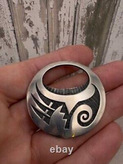 Hopi Pin Authentic Native Silver Overlay Pin Vintage Hopi Lawrence Saufkie