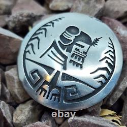 Hopi Signed Overlaid Vintage Sterling Silver Brooch Pin Native American