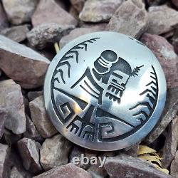 Hopi Signed Overlaid Vintage Sterling Silver Brooch Pin Native American