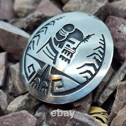 Hopi Signed Overlaid Vintage Sterling Silver Brooch Pin Native American