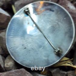 Hopi Signed Overlaid Vintage Sterling Silver Brooch Pin Native American