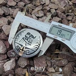 Hopi Signed Overlaid Vintage Sterling Silver Brooch Pin Native American