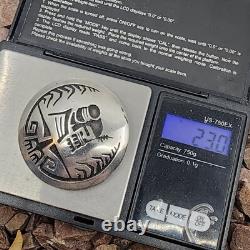 Hopi Signed Overlaid Vintage Sterling Silver Brooch Pin Native American