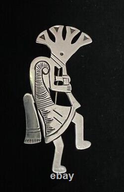 Hopi Sterling Silver Kokopelli Brooch Pin- Native American 5.80g Signed JNY