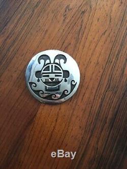 Hopi sterling silver overlay horned kachina pendant /pin Hopi Craft Guild