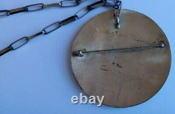 Huge 3 1960's Hopi Silver Pin / Pendant & Orig Chain 81 Grams Signed