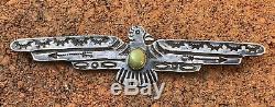 Huge 4 Fred Harvey Era Navajo Thunderbird Royston Turquoise Sterling Silver Pin