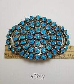 Huge! Angela Lee, Navajo, Sterling Silver Turquoise Brooch, Cowboy Hat Pin