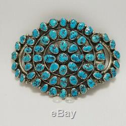 Huge! Angela Lee, Navajo, Sterling Silver Turquoise Brooch, Cowboy Hat Pin