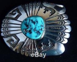 Huge Heavy Vntge Tommy Singer Turquoise Pendant/pin Stamped Old Signature