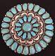 Huge Native American Sterling Silver Turquoise Cluster Pin Pendant Signed Lwms