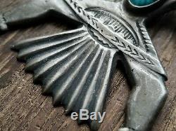 Huge Navajo Knife Wind Kachina Sterling Silver Turquoise Pin Brooch 26.2 Grams
