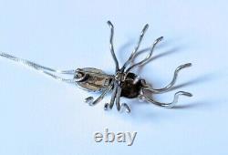 Huge Old Pawn Navajo Native American Sterling Silver Turquoise Spider Pin Brooch