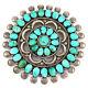 Huge Old Pawn Zuni L/m Weebothee Sterling Silver Turquoise Cluster Pin Pendant G