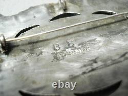 Huge Vintage Navajo Turquoise Sterling Silver Cluster Pin Old