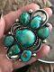 Huge Vtg Weight 52.5 Grams Stamped Native American Turquoise Pin Sterling Silver