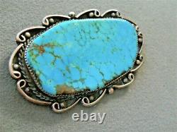 Huge southwestern Native American Turquoise Sterling Silver Brooch Pin