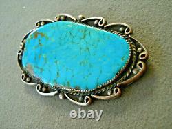 Huge southwestern Native American Turquoise Sterling Silver Brooch Pin