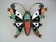 Important Old Leo Poblano Zuni Sterling Silver & Mosaic Inlay Butterfly Pin