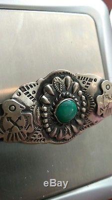 INCREDIBLE Vintage NAVAJO PIN Fred Harvey style, Turquoise and Sterling Silver