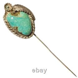 Important Herman Lee Navajo Sterling Silver Royston Turquoise Hat Pin