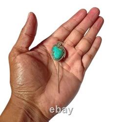 Important Herman Lee Navajo Sterling Silver Royston Turquoise Hat Pin