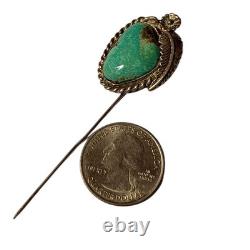 Important Herman Lee Navajo Sterling Silver Royston Turquoise Hat Pin