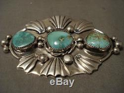 Important Very Famous Artist Kee Joe Benally Turquoise Silver Pin