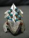Important Vintage Navajo Sterling Silver Turquoise Horned Toad Pin