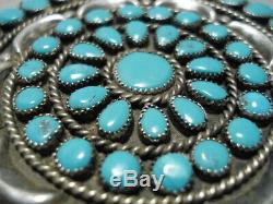 Important Vintage Navajo Victor Moses Begay Turquoise Sterling Silver Pin Old