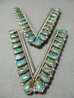 Incredible Vintage Navajo Royston Turquoise Sterling Silver Collar Protectors