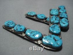 Incredible Vintage Navajo Sterling Silver Collor Tips Protectors Turquoise