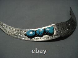 Incredible Vintage Santo Domingo Deep Stamp Sterling Silver Hair Barrette Pin