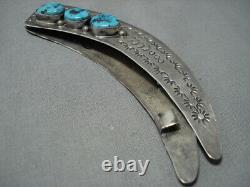 Incredible Vintage Santo Domingo Deep Stamp Sterling Silver Hair Barrette Pin