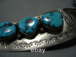 Incredible Vintage Santo Domingo Deep Stamp Sterling Silver Hair Barrette Pin