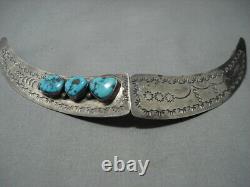 Incredible Vintage Santo Domingo Deep Stamp Sterling Silver Hair Barrette Pin